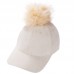  Faux Fox Fur Pompom Ball Suede Adjustable Baseball Cap HipHop Hat Winter  eb-91625393